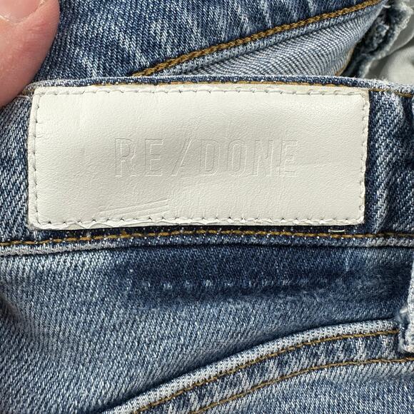 Re/Done Jeans Womens 26 Blue High Rise Ankle Crop Mid 90s Button Fly Medium Wash - Picture 9 of 15